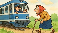 Vic: Pelje vlak mimo babice, strojevodja vpraša