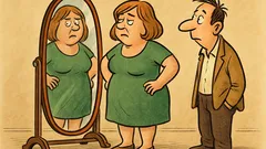 Vic: Žena stoji pred ogledalom, se gleda