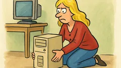 Vic: Zakaj plavolaska drži računalnik na tleh?