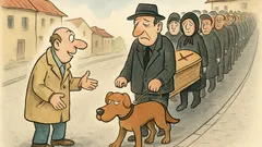 Vic: Moški zagleda dolg pogrebni sprevod