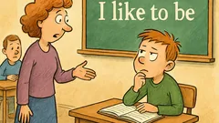 Vic: Učiteljica vpraša Pepčka: »I like to be«