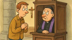 Vic: Mladenič pride v cerkev k spovedi